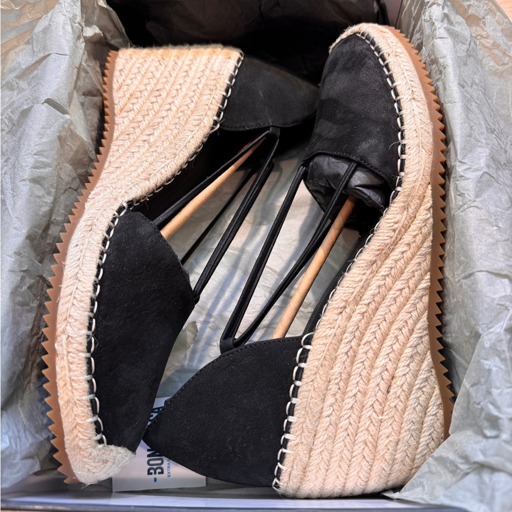 Eileen Fisher Yasmin Black Suede Espadrille Slip-On Size 10 NWT Women